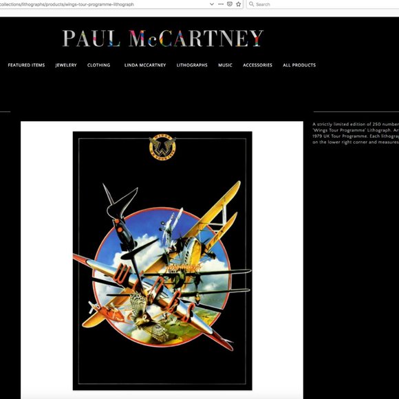 Paul McCartney Wings Tour Programme Concert Lithograph Poster 23x16 LE #ed /250 - Picture 2 of 2